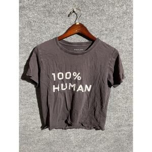 Everlane Shirt Womens Medium Charcoal Gray 100% Human Graphic Tee Made USA
